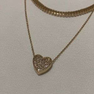 Gold heart gem necklace